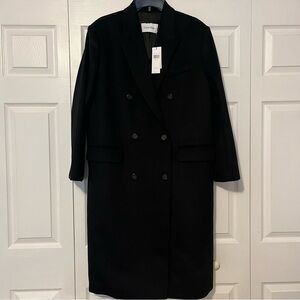 Calvin Klein classic coat wool blend women size 44 black double breasted lined